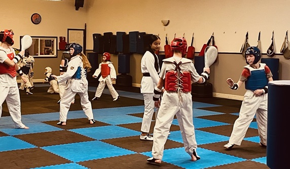 shiba-taekwondo-students-kicking-in-sparring-class